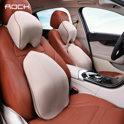 

ROCK car headrest lumbar suit four seasons universal memory cotton head pillow neck pillow waist back pad beige