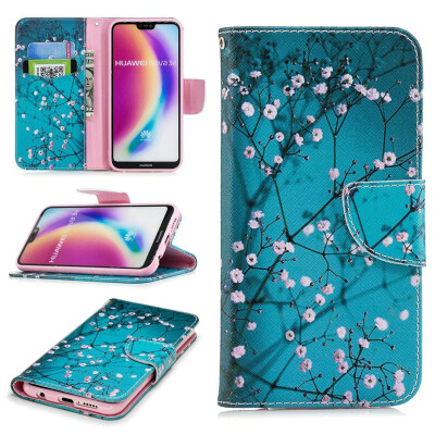 

BEFOSPEY Painting PU LeatherSoft TPU Card Slot Stand Wallet Case For Huawei P20 Lite584