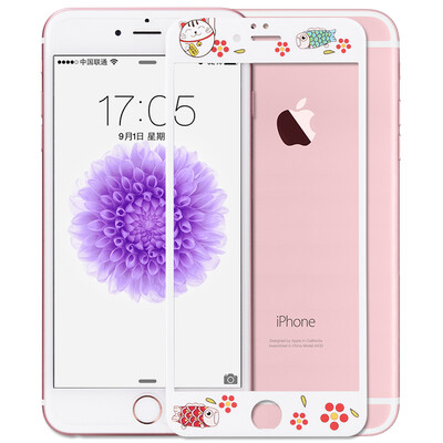 

Pizza iphone6s / 6 закаленная пленка Apple 6s закаленная пленка iphone6 ​​полноэкранный полный охват стеклянной пленки nano 3D мультфильм цветной фильм Lucky cat 4.7 дюймов