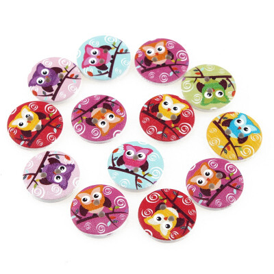 

mymei 1 Bag 100pcs Mixed Pattern Wooden Buttons Fit Sewing and Scrapbook 20mm