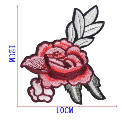 

twilingh Patches Sewing On Iron-On Accessories Red Flower Embroidered Sequined Patches For Women Wedding Dress Clothing