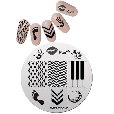 

1Pc Пианино Музыкальная тема Nail Art Stamp Штамповка Поцелуй Палм Шаблоны из нержавеющей стали Шаблон изображения Mezerdoo 22