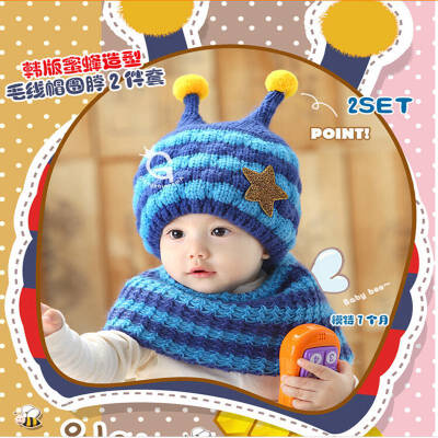 

Buebos Ninos Winter New Children's Hat Honeybee Shape Wool Knitted Hat Scarf 2 Pcs Set Kids Baby Boys Girls Gifts