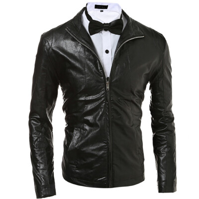 

Zogaa New Mens Leather Clothing Fashion Simple Pure Color Slim