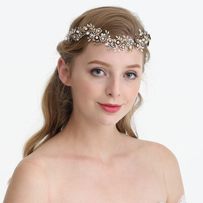 

Jonnafe Vintage Bridal Hair Band Tiara Gold Flower Leaf Headband Hair Vine Handmade Prom Party Wedding Hair Accessories