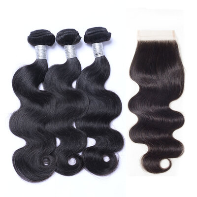 

8A Mongolian Virgin Hair Body Wave With Closure 3 Bundles Mongolian Remy Human Hair Weave And Lace Closure 4 Pcs Lot Natural Black