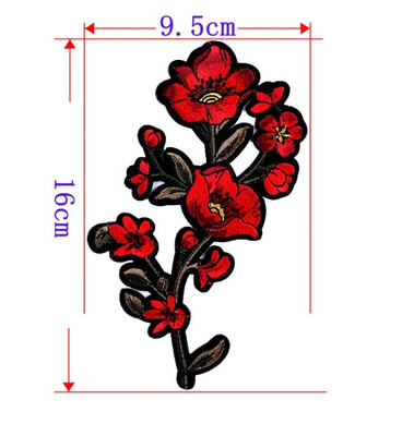 

twilingh Patches Sewing On Iron-On Accessories Red Flower Embroidered Sequined Patches For Women Wedding Dress Clothing