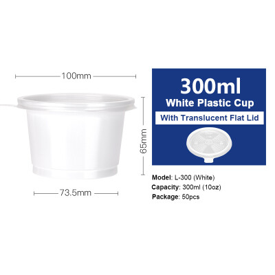 

OTOR Ice Cream Bowl Disposable Plastic Cup with Lid Take Away Food Container for Dessert Fast food Bento Soup 300250ml 50pcs