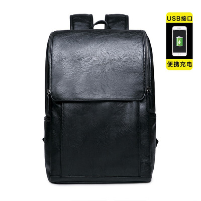 

New Fashion PU Leather Shoulder Backpack for Student Leisure Travel Bag British Computer Male Bag