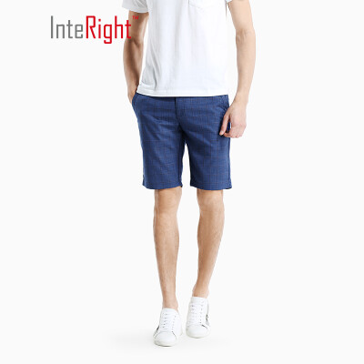 

INTERIGHT casual shorts mens trend plaid casual shorts dark blue check  32 yards