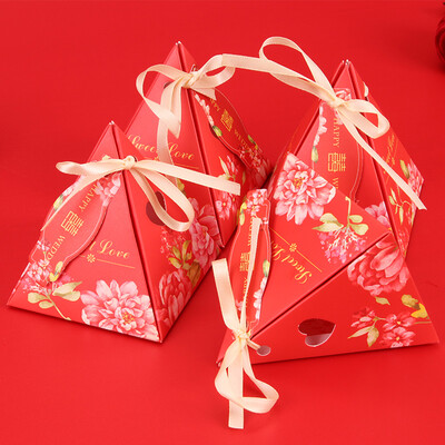

Extreme Space JDKJ Western Wedding Candy Box Carton Candy Box Wedding Wedding Supplies Wedding Candy Bag Red Triangle 50 Pack