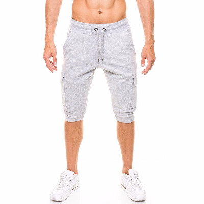 

Summer Mens Fashion Casual Shorts Elastic Waist Solid Color Outdoor Sports Shorts Youth Beach Pants