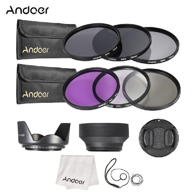 

Andoer 49mm 52mm 55mm 58mm 62mm 67mm 72mm 77mm Lens Filter Kit UV CPL FLD NDND2 ND4 ND8 with Carry Pouch Lens Cap Lens Cap H