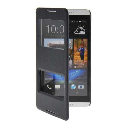 

MOONCASE View Window Leather Side Flip Pouch Stand Shell Back Case Cover for Htc Desire 816 Sapphire