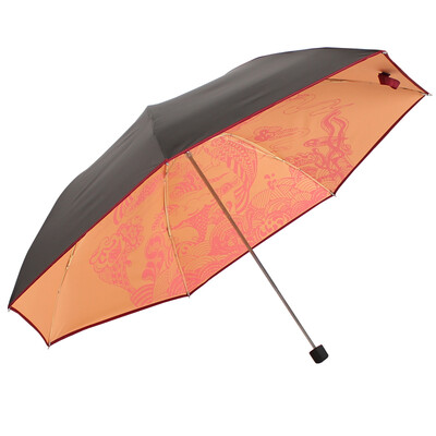 

Paradise umbrella constellation message black silk screen constellation three fold pencil sunny umbrella umbrella orange red 33245E
