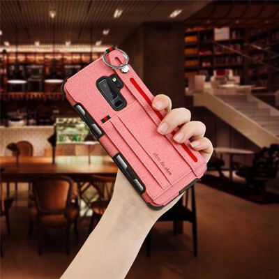 

SHS Phone Case For Samsung Galaxy S9S9 Plus Fashion Canvas Card slot Hanging rope Multifunction wallet