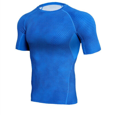 

Summer Mens Fashion Tight Tops Mens Sports Running Short Sleeves Fitness Quick-drying T-Shirts Elastic Training Breathable Sweat