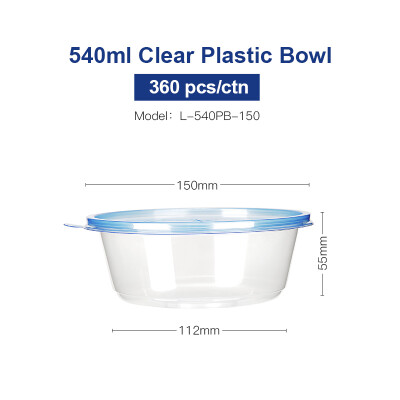 

OTOR Salad Bowl with Lid Take Away Plastic Food Container Clear Bowl Box for Fast Food Bento Microwaveable 150mm 360pcs