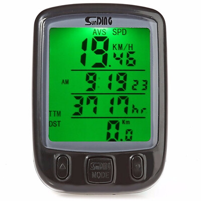 

Computer Odometer Speedometer Sunding SD-563A Waterproof LCD Display Cycling Bike Bicycle with Green Backlight