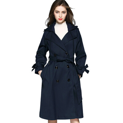 

BURDULLY Autumn Winter Luxury Hooded Trench Coat Women Spring 2018 Loose Outerwear Female Casaco Trench Coat Feminino