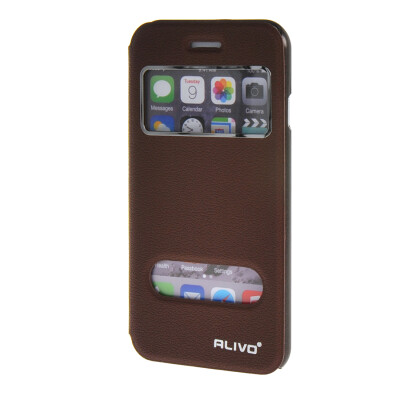 

MOONCASE Apple iPhone 6 Plus ( 5.5 inch ) чехол Double Window View Leather Flip Bracket Back чехол Cover wine