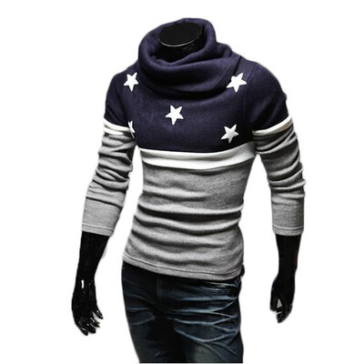 

Zogaa New Mens Sweater High Collar Embroidery