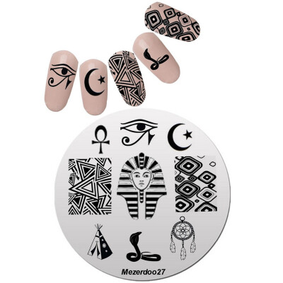 

1Pc Египет Стиль Nail Art Stamp Template Image Plate Таинственная пирамида Nail Stamping Plates Dia 5.5cm Mezerdoo 27