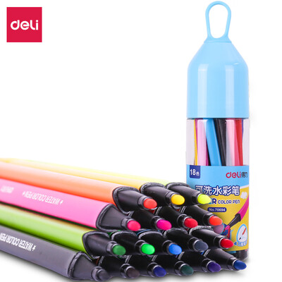 

Deli deli 18 color easy to wash triangle student watercolor pen blue 70694
