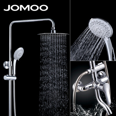 

JOMOO Rain Shower Head Set Chrome Plated Round Rainfall Shower Slide Bar Shower Hose Wall Mount