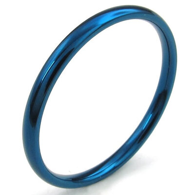 

Hpolw men Womens Stainless Steel beautiful in colors bule popular Ring,2mm, Comfort Fit Band