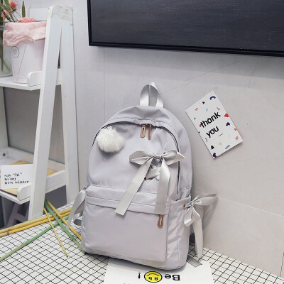 

Japanese Original Wind Soft Girl Heart Bag for Girl Student Younger Sister Cute Bow Hair Ball Light Shoulder Backpack