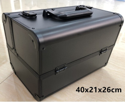 

Portable Cosmetic Case Korean Professional Muti Tiers Large Capacity Design Travel Aluminum Alloy Bag Beauty Jewelry Box Handbag