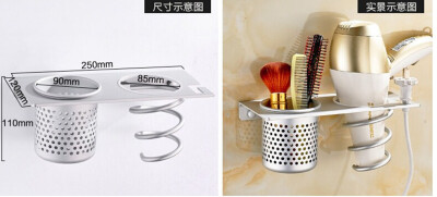 

Wall-mounted bathroom shelf hair dryer rack holder with 2 hooks cup Nail Cliper Comb Toothpaste toothbrush Storage Shelf