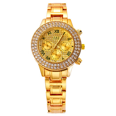 

Роскошные женщины Wrsiwatch нержавеющей стали Ручной часы с алмазной Silver & Gold Watch для платья партии GD201514