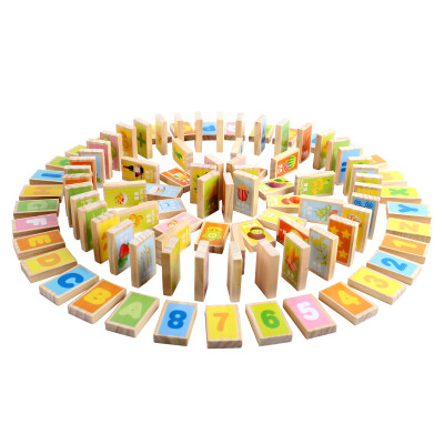 

Ming Ting MING TA A8155 100 pieces of early education puzzle domino dominoes woodworking children&39s toys puzzle early education intelligence chess box box