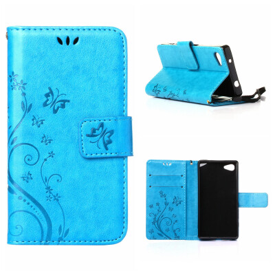 

MOONCASE Flower Pattern Premium Soft PU Leather Case Cover For Sony Xperia Z5 Compact