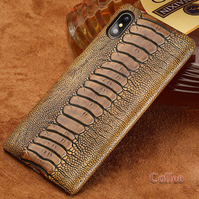 

Genuine Leather Phone Case For iPhone X Case Ostrich Foot Texture Back Cover For 6 6S 7 8 Plus Case