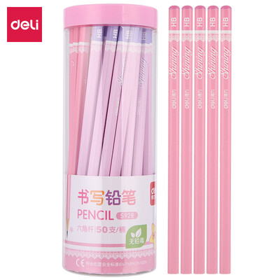 

Deli student HB writing painting pencil 50 barrel color random S928