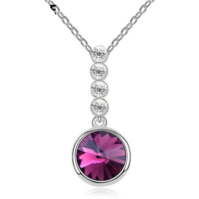 

Fashion Jewelry Circle Crystal Necklaces for Women Made with Crystal from Austria Elements White Gold Plated 10356