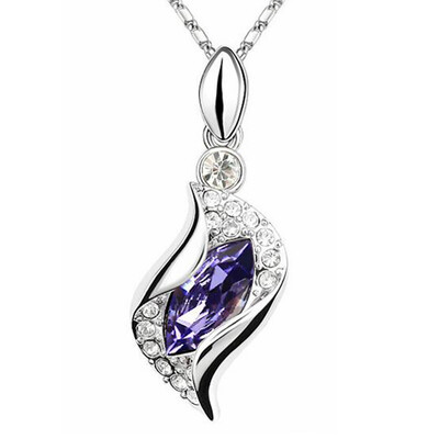 

Necklaces Pendants Vintage Bijoux For Women Best Gift Made With Crystals from Austrian Elements White Gold Plated 13058