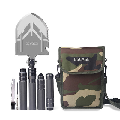 

ESCASE outdoor equipment engineering shovel car compass home self-driving equipment garden knife multi-purpose camping fishing tools self-defense life-saving hammer i8Plus high carbon tungsten steel