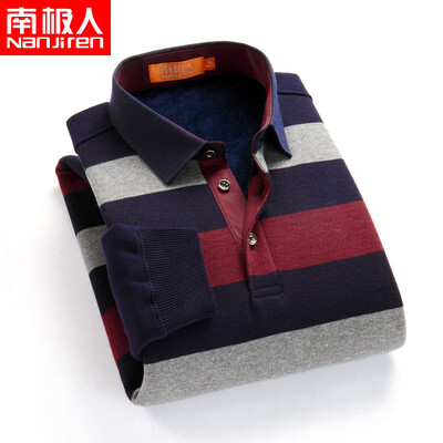 

Antarctic long sleeve plus velvet warm shirt mens autumn&winter casual middle-aged large size mens sanding loose mens shirt red gray 3XL