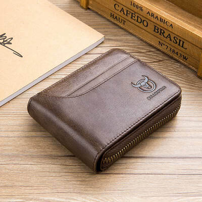 

BULLCAPTAIN 2018 New Arrival Mens Wallet Cowhide Coin Purse Designer Brand Wallet clutch leather wallet man wallets&purses