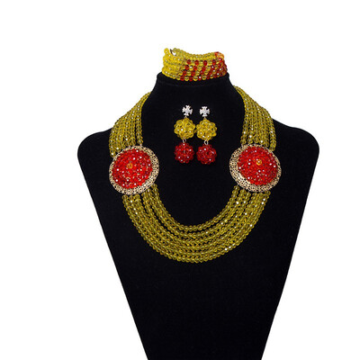 

6 Rows Wedding Crystal Necklace Set New Style African Beads Jewelry Set For Women Nigerian Bridal Beads Jewelry Set