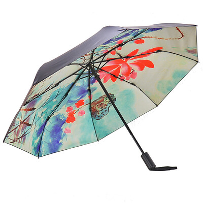 

Paradise umbrella safe self-opening all blackout black rubber transfer smoke rain lotus three fold small black umbrella umbrella umbrella sun figure 30491ELCJ give steam goggles
