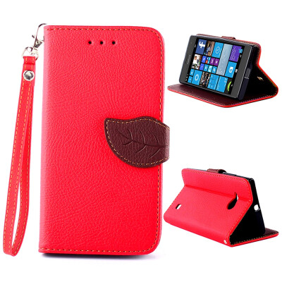 

MOONCASE [Leaves Magnetic Button] Premium PU Leather Flip Wallet Card Slot Bracket Back Case Cover for Nokia Lumia 730