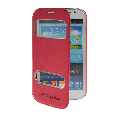 

MOONCASE View Window Leather Side Flip Pouch Stand Shell Back ЧЕХОЛ ДЛЯ Samsung Galaxy Grand Duos i9080 i9082 Hot pink