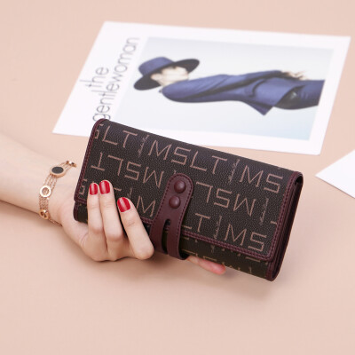 

MashaLanti Fashion Womens Bag Trends Womens Wallet Korean Print Wallet Casual Long Clutch Bag Female Multifunction Card Pack K122 Brown