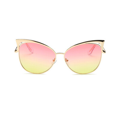 

FEIZATMTA 2018 Новые женщины Cat Eye Солнцезащитные очки Женские Vintage oculos Зеркало Солнцезащитные очки Металлические Светоотражающие плоские объективы Gradient Fashion