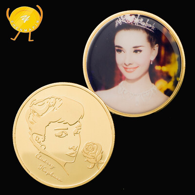 

British actress audrey Hepburn commemorative coin gold-plated love coin